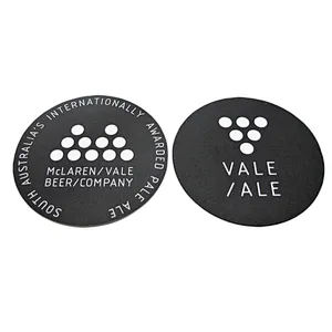 Black Round Custom Coasters Absorbent Paper Cup Mats